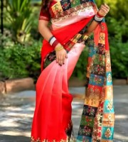 2401 সফট সিল্ক ডিজিটাল প্রিন্ট শাড়ি (ডলার কাজ )